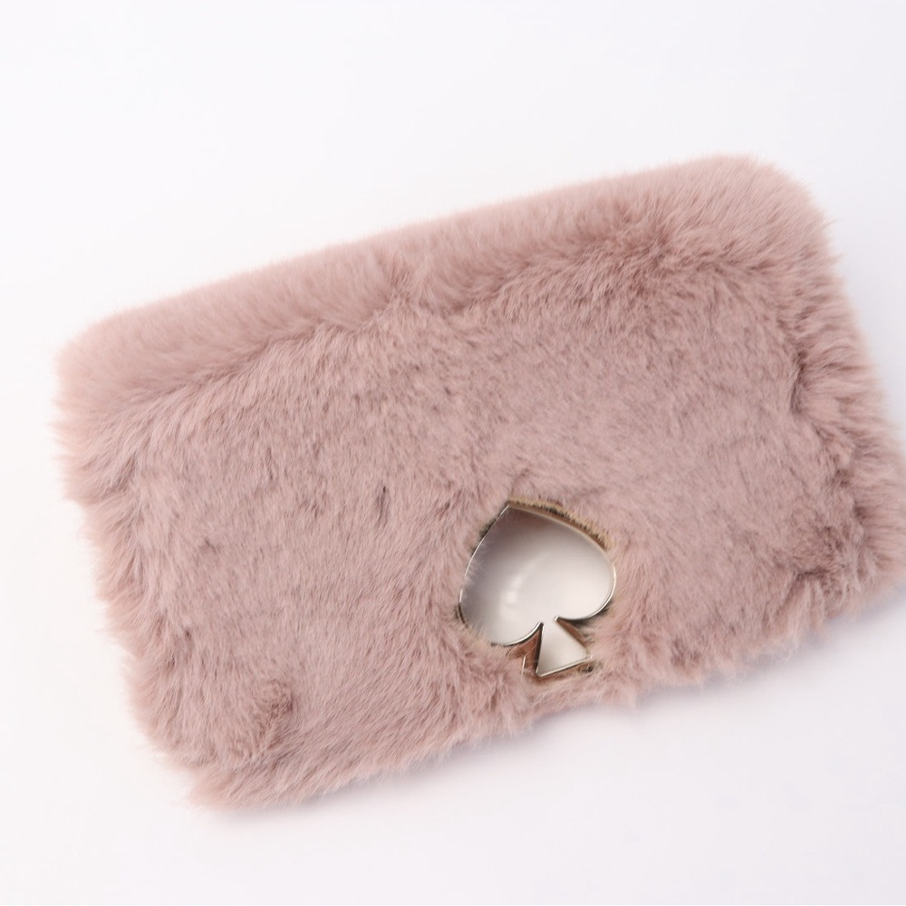 Flap only Kate Spade Make it Mine Pink Faux Fur Twistlock flap